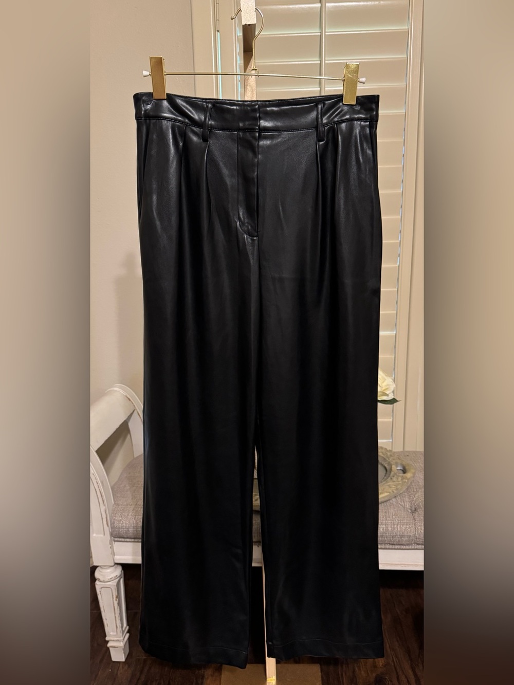 Worthington Black Wide-Leg Faux Leather Pants